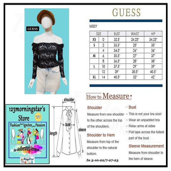 GUESS NEW Romantic Allover Lace Scallop Off-Shoulders Crop Top L - Picture 12 of 12